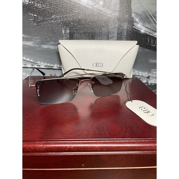Otra‎ Oma Rectangle by Anthropology Gold / Smoke Colored Sun Glasses